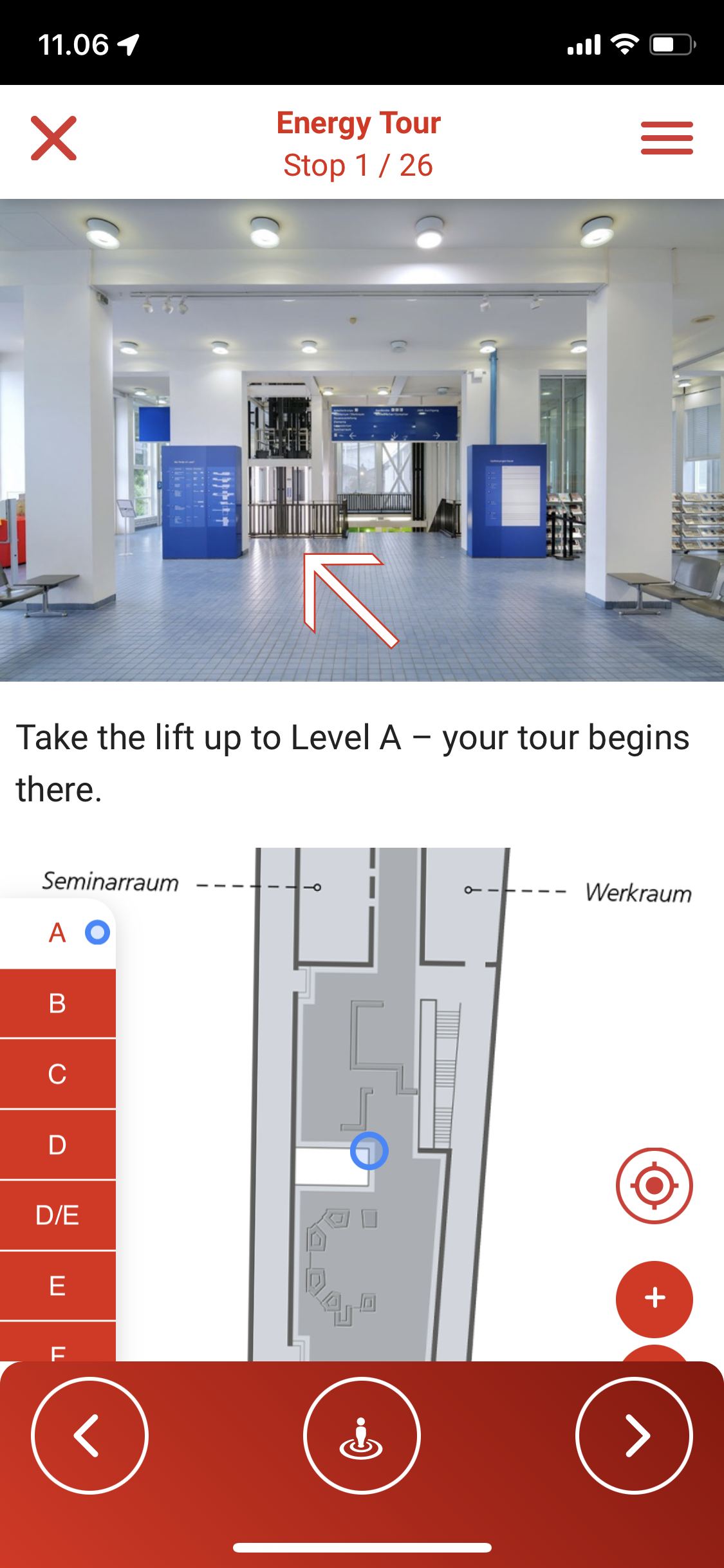 Indoor positioning as a part of a tour