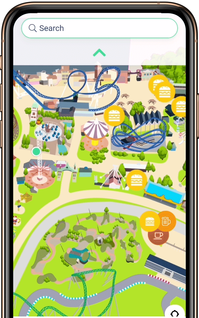 Example of an interactive map and wayfinding of an amusement park